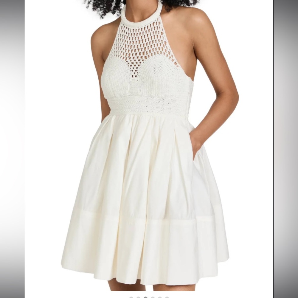 NWT A.L.C. Salines Crochet Halter Neck Flare Mini Dress